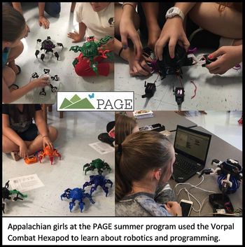 PAGE girls interact with Vorpal Hexapods